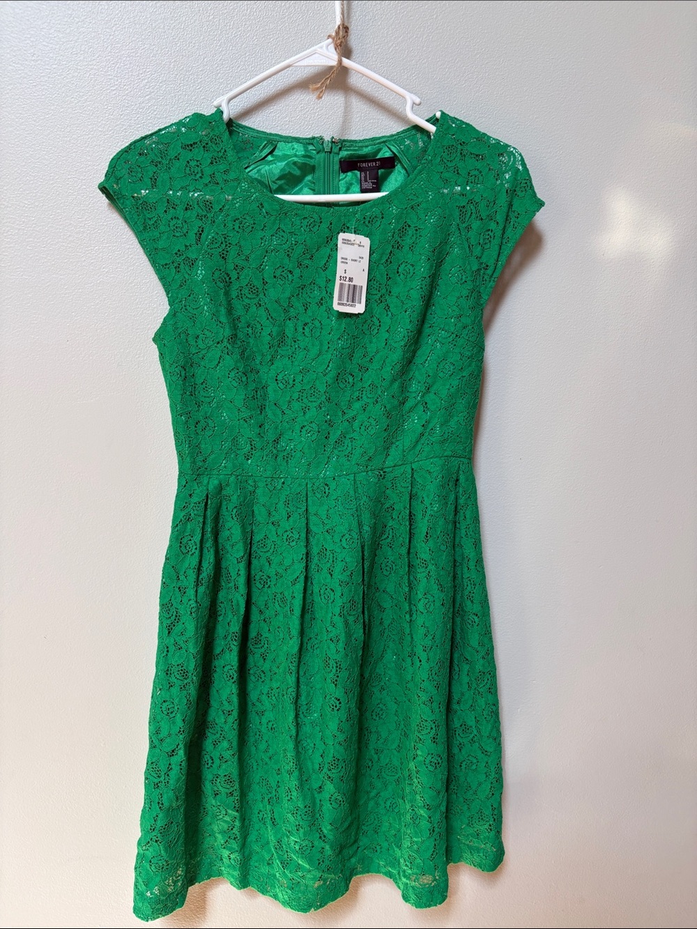 Forever 21 Emerald Green Lace Fit & Flare Dress